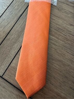 Classic Orange Men's Tie - Solid Herringbone